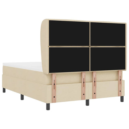 Postel S Boxspringem S Matrací Krémová 140 X 190 Cm Textil