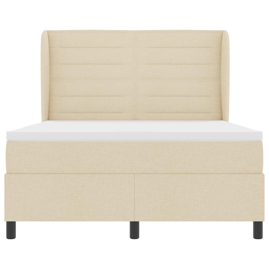 Postel S Boxspringem S Matrací Krémová 140 X 190 Cm Textil