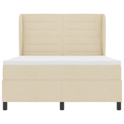 Postel S Boxspringem S Matrací Krémová 140 X 190 Cm Textil