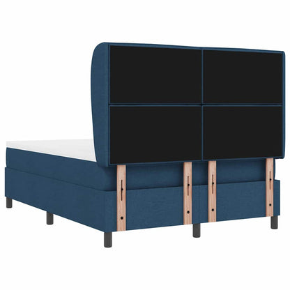 Postel S Boxspringem S Matrací S Čelo Modrá 140 X 190 Cm Textil