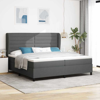 Postel S Boxspringem S Matrací Tmavě Šedá 200 X 200 Cm Textil
