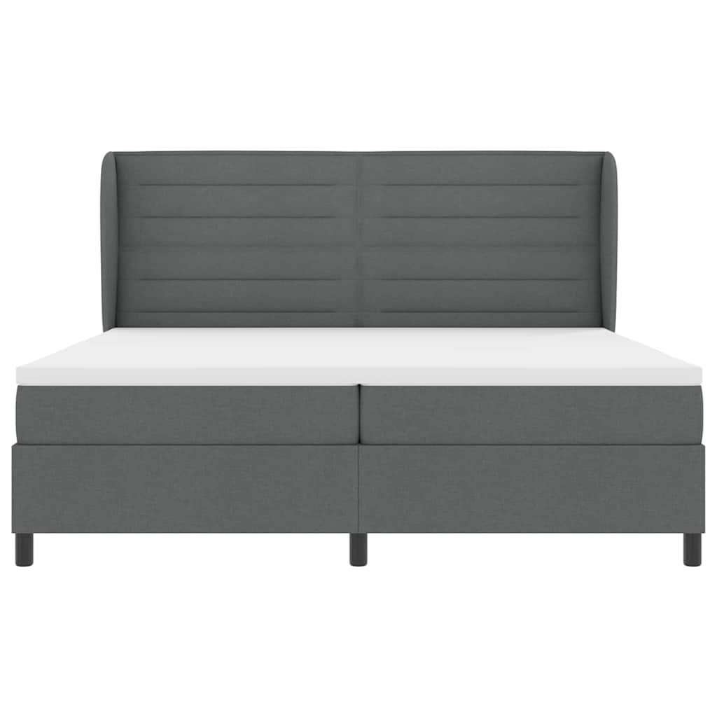 Postel S Boxspringem S Matrací Tmavě Šedá 200 X 200 Cm Textil