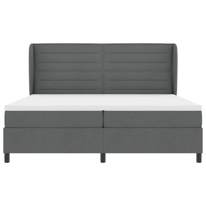Postel S Boxspringem S Matrací Tmavě Šedá 200 X 200 Cm Textil