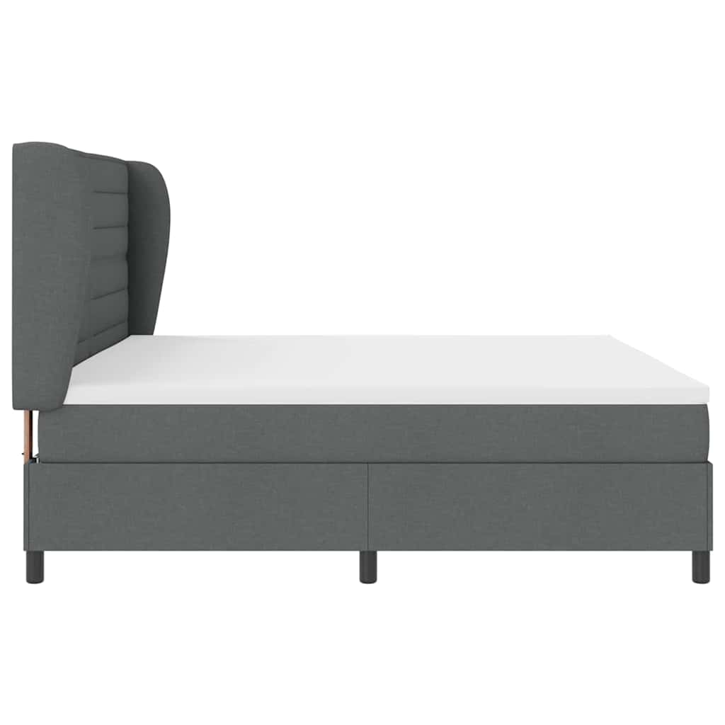 Postel S Boxspringem S Matrací Tmavě Šedá 200 X 200 Cm Textil