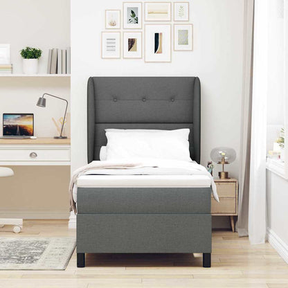 Postel S Boxspringem S Čelo Tmavě Šedá 80 X 200 Cm Textil