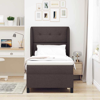 Postel S Boxspringem S Čelo Tmavě Hnědá 80 X 200 Cm Textil
