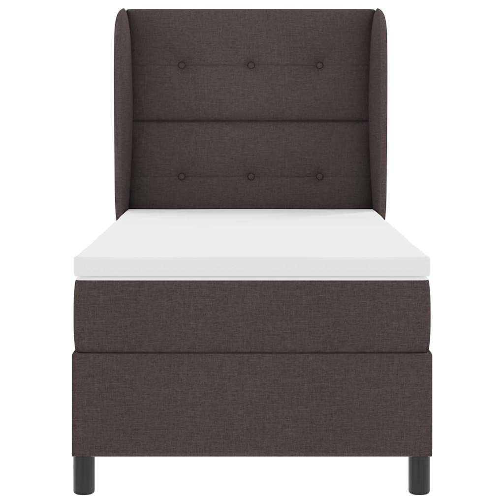 Postel S Boxspringem S Čelo Tmavě Hnědá 80 X 200 Cm Textil