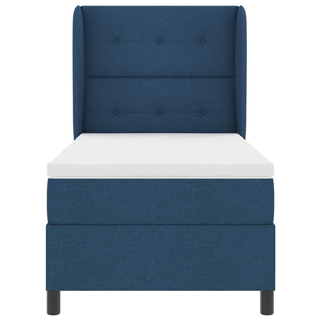 Postel S Boxspringem S Čelo Modrá 80 X 200 Cm Textil
