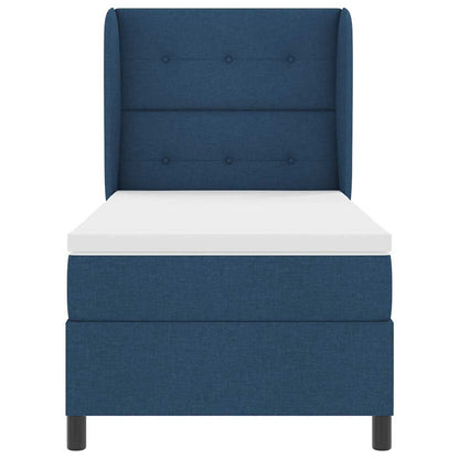 Postel S Boxspringem S Čelo Modrá 80 X 200 Cm Textil