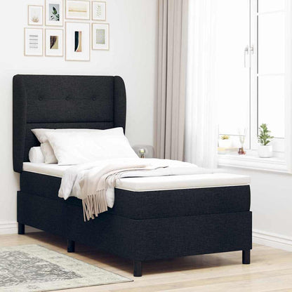 Postel S Boxspringem S Čelo Černá 90 X 190 Cm Textil