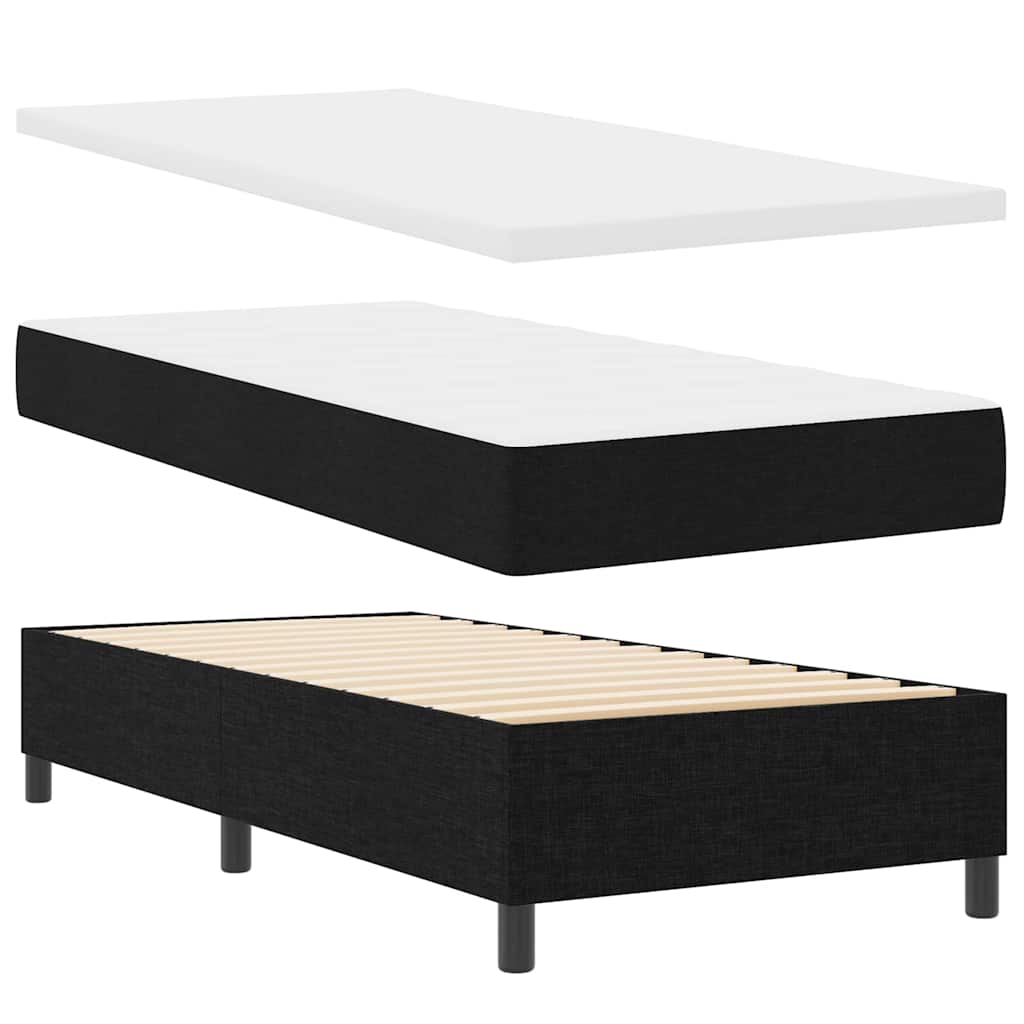 Postel S Boxspringem S Čelo Černá 90 X 190 Cm Textil