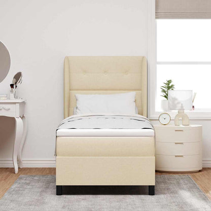 Postel S Boxspringem S Čelo Krémová 90 X 190 Cm Textil