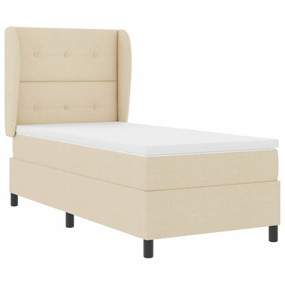 Postel S Boxspringem S Čelo Krémová 90 X 190 Cm Textil