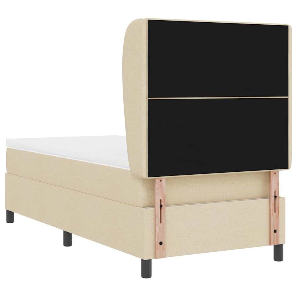 Postel S Boxspringem S Čelo Krémová 90 X 190 Cm Textil