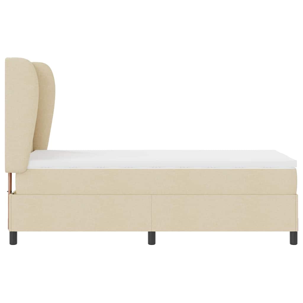 Postel S Boxspringem S Čelo Krémová 90 X 190 Cm Textil