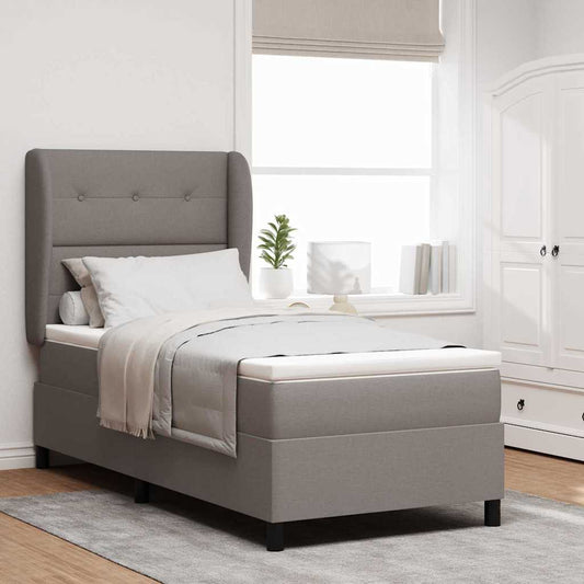 Postel S Boxspringem S Čelo Taupe 100 X 200 Cm Textil