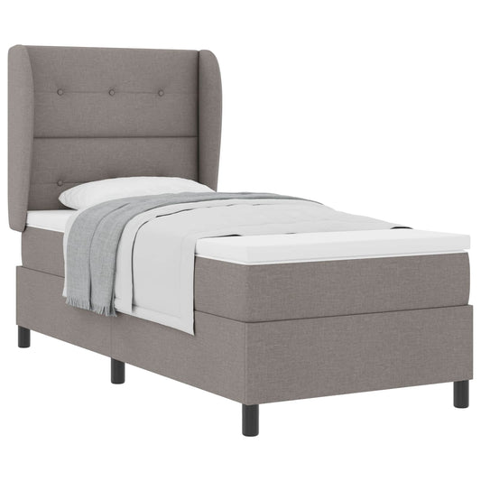 Postel S Boxspringem S Čelo Taupe 100 X 200 Cm Textil