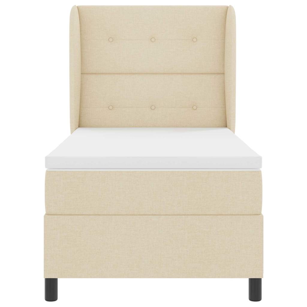 Postel S Boxspringem S Čelo Krémová 100 X 200 Cm Textil