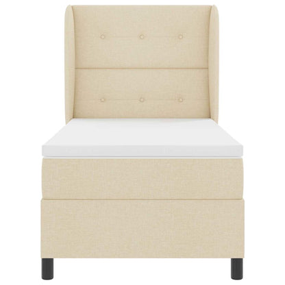 Postel S Boxspringem S Čelo Krémová 100 X 200 Cm Textil
