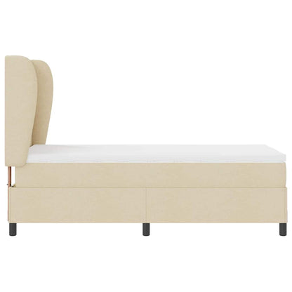 Postel S Boxspringem S Čelo Krémová 100 X 200 Cm Textil
