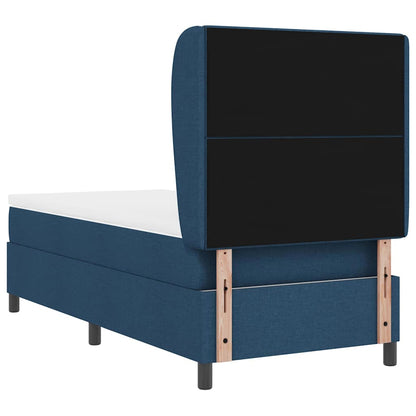 Postel S Boxspringem S Čelo Modrá 100 X 200 Cm Textil