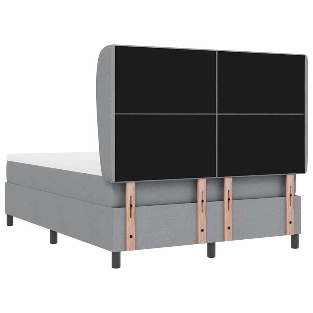Postel S Boxspringem S Čelo Světle Šedá 140 X 190 Cm Textil