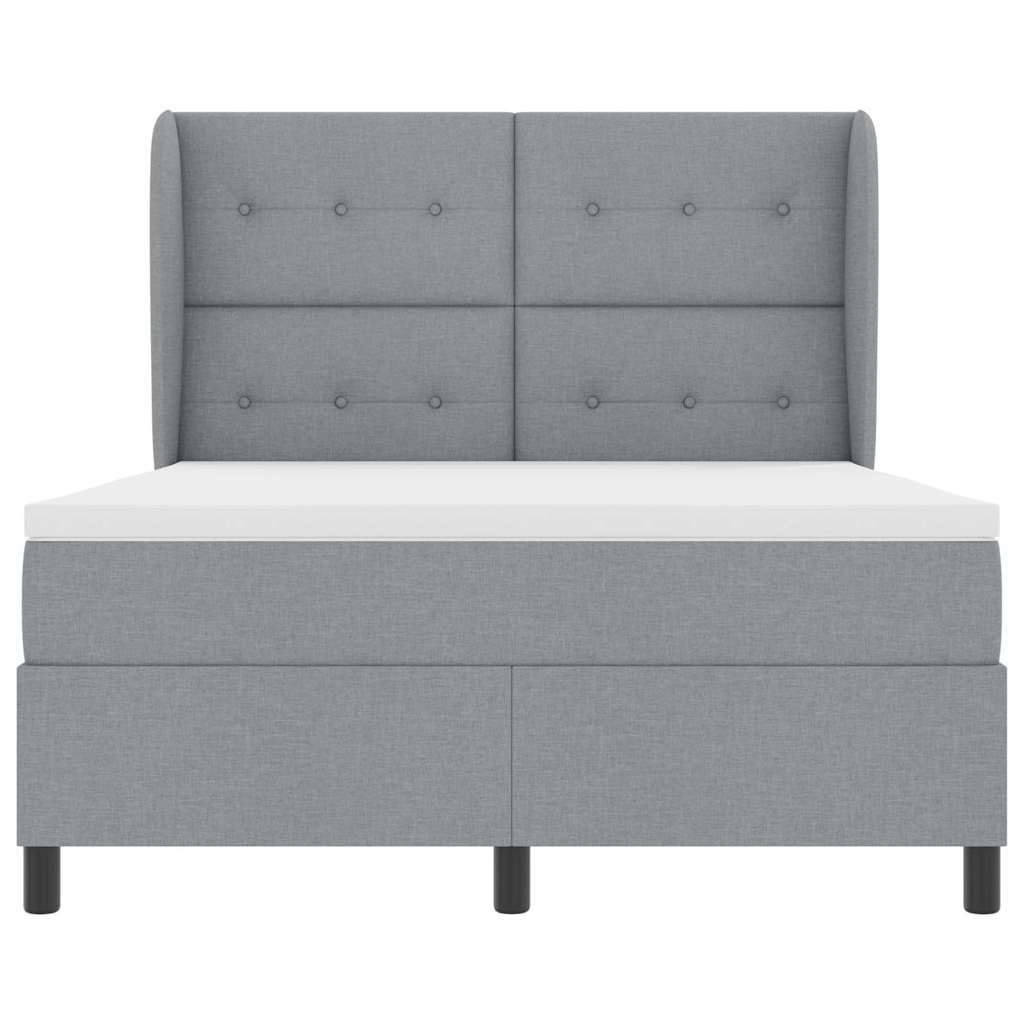 Postel S Boxspringem S Čelo Světle Šedá 140 X 190 Cm Textil