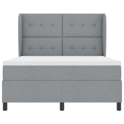 Postel S Boxspringem S Čelo Světle Šedá 140 X 190 Cm Textil