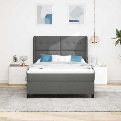 Postel S Boxspringem S Čelo Tmavě Šedá 140 X 190 Cm Textil