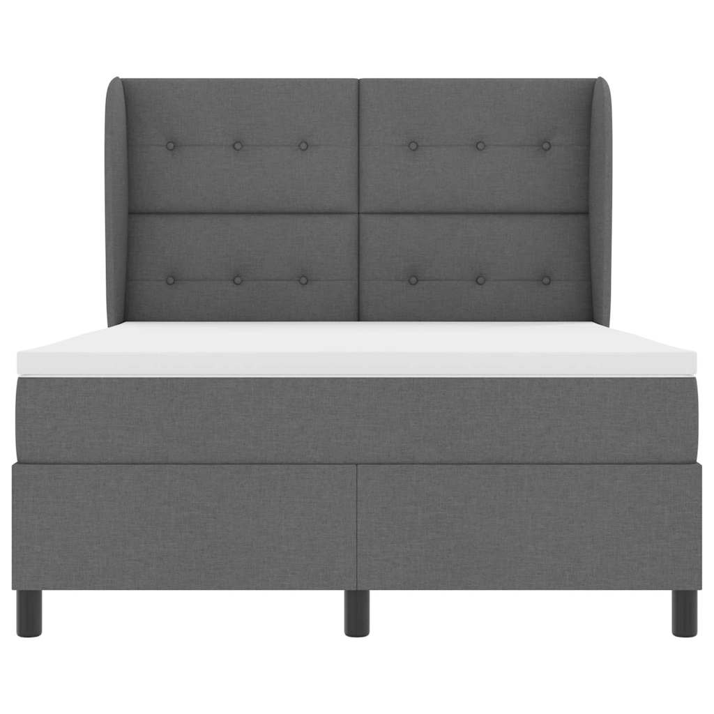 Postel S Boxspringem S Čelo Tmavě Šedá 140 X 190 Cm Textil