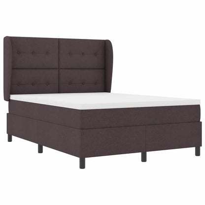 Postel S Boxspringem S Čelo Tmavě Hnědá 140 X 190 Cm Textil