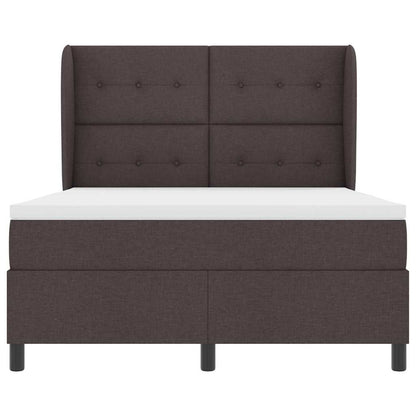 Postel S Boxspringem S Čelo Tmavě Hnědá 140 X 190 Cm Textil