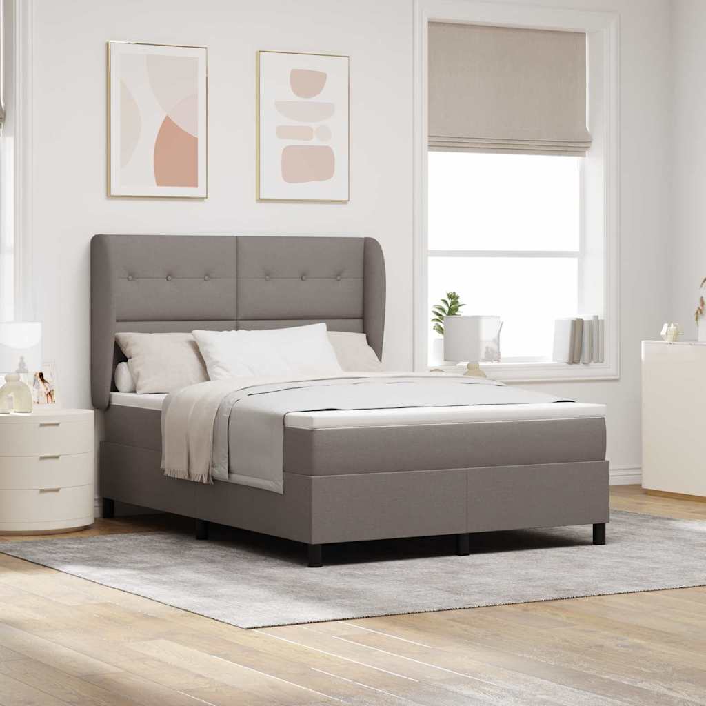 Postel S Boxspringem S Čelo Taupe 140 X 190 Cm Textil