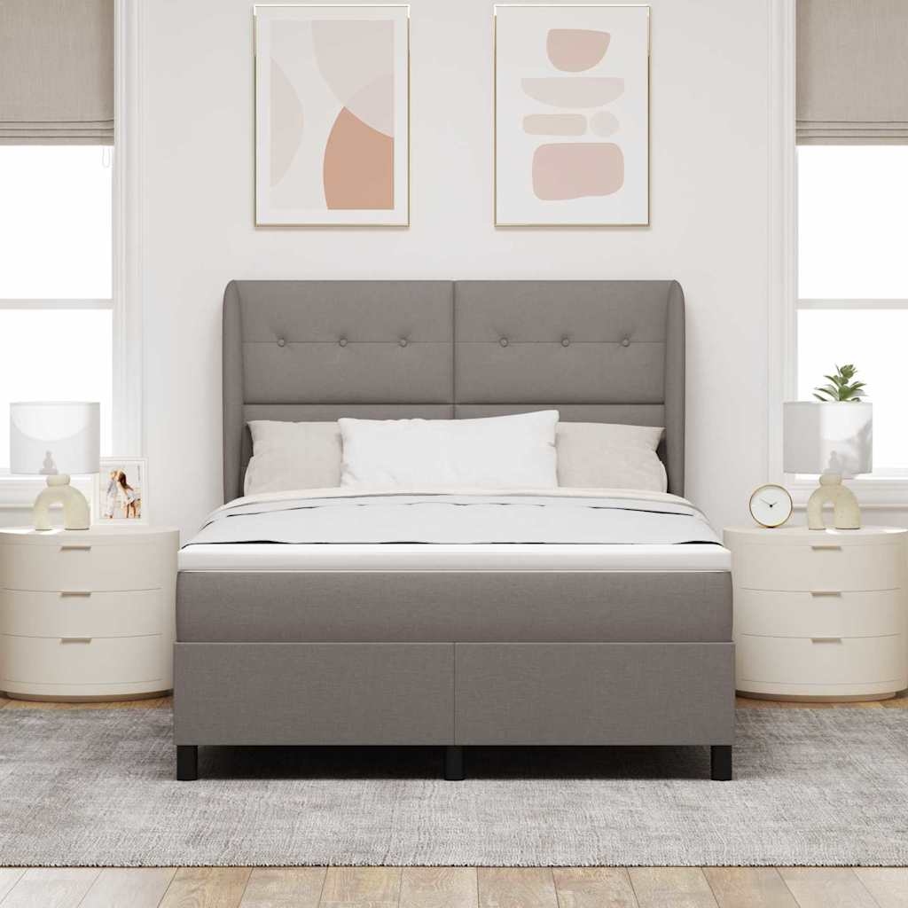 Postel S Boxspringem S Čelo Taupe 140 X 190 Cm Textil