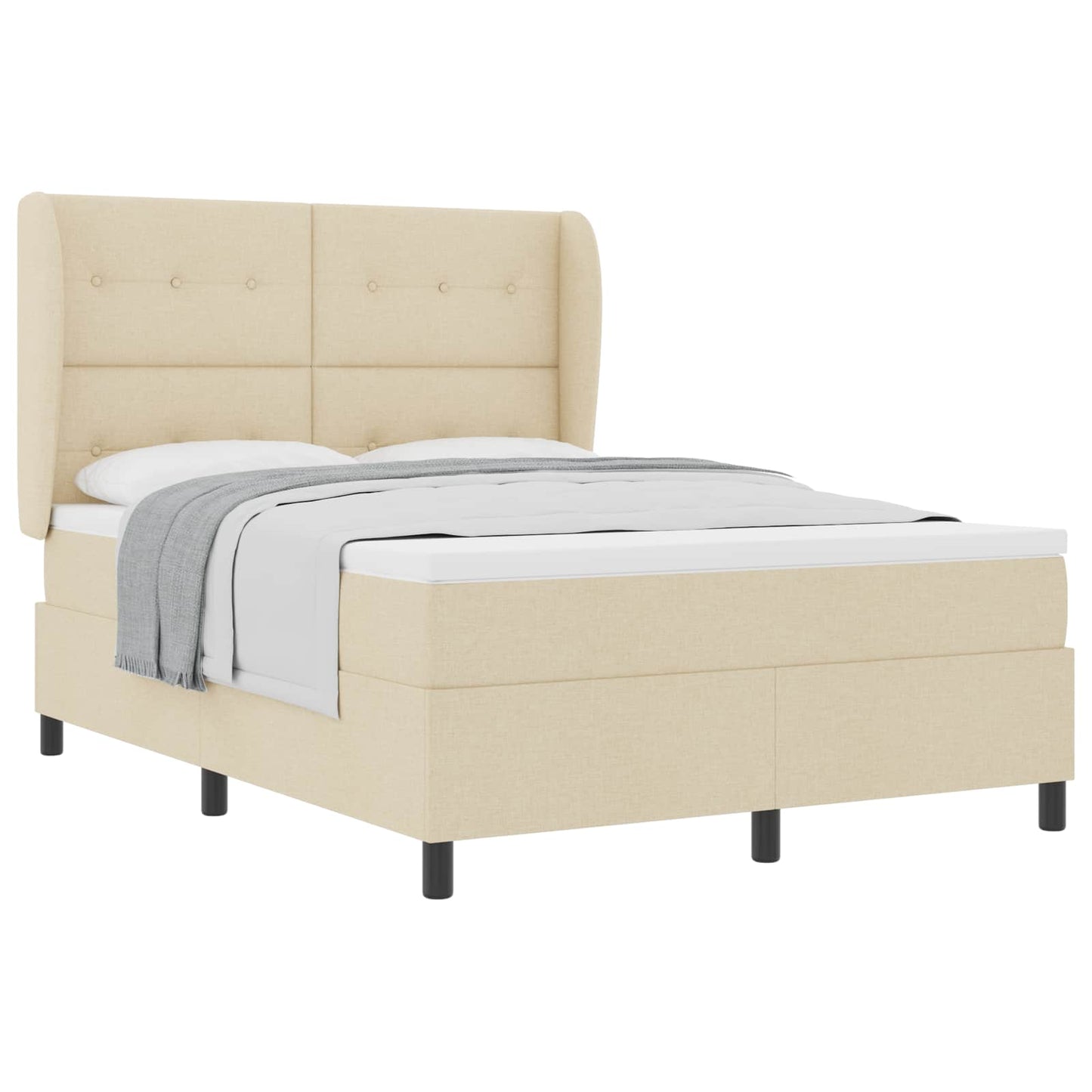 Postel S Boxspringem S Čelo Krémová 140 X 190 Cm Textil