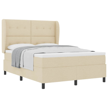 Postel S Boxspringem S Čelo Krémová 140 X 190 Cm Textil