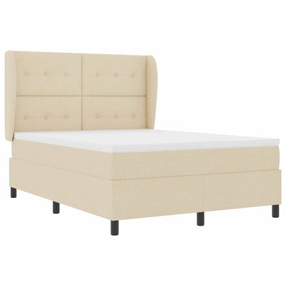 Postel S Boxspringem S Čelo Krémová 140 X 190 Cm Textil