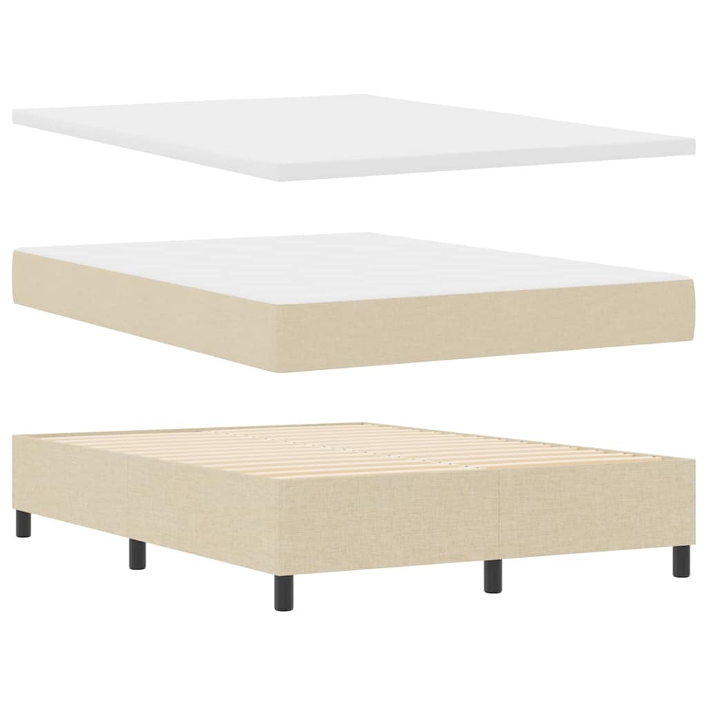 Postel S Boxspringem S Čelo Krémová 140 X 190 Cm Textil