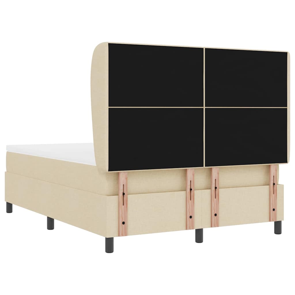 Postel S Boxspringem S Čelo Krémová 140 X 190 Cm Textil