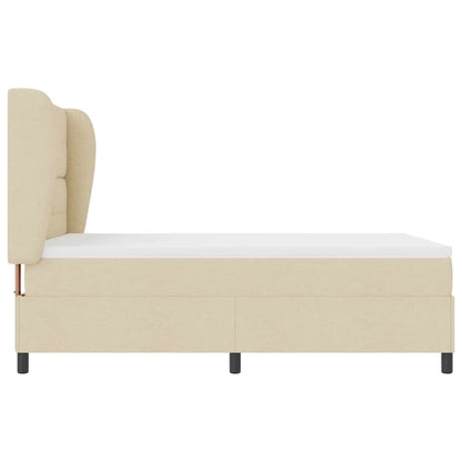Postel S Boxspringem S Čelo Krémová 140 X 190 Cm Textil