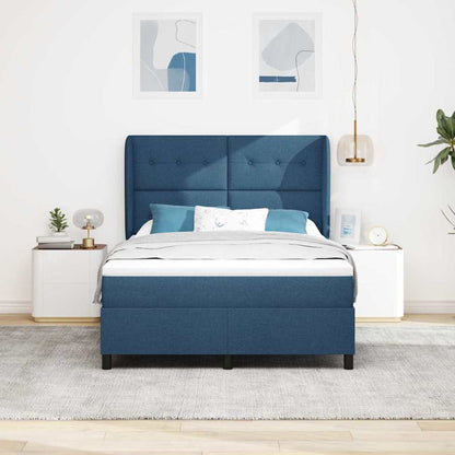 Postel S Boxspringem S Čelo Modrá 140 X 190 Cm Textil