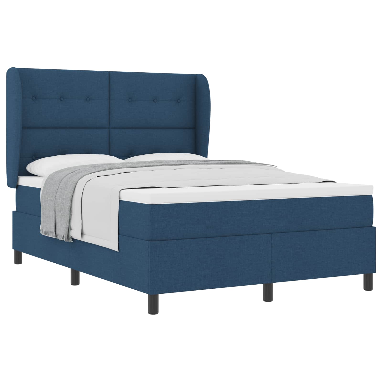 Postel S Boxspringem S Čelo Modrá 140 X 190 Cm Textil