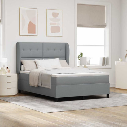 Postel S Boxspringem S Čelo Světle Šedá 140 X 200 Cm Textil