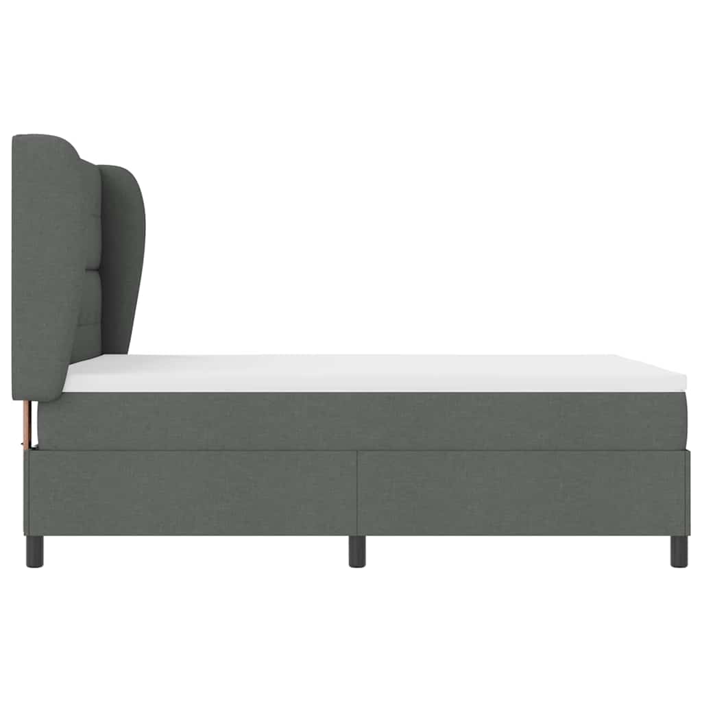 Postel S Boxspringem S Čelo Tmavě Šedá 140 X 200 Cm Textil