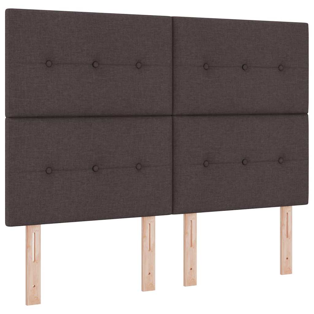 Postel S Boxspringem S Čelo Tmavě Hnědá 140 X 200 Cm Textil