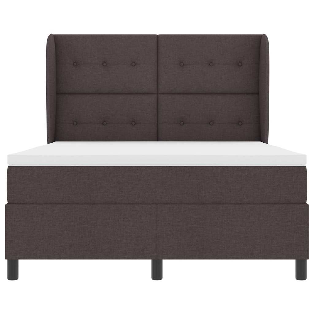 Postel S Boxspringem S Čelo Tmavě Hnědá 140 X 200 Cm Textil