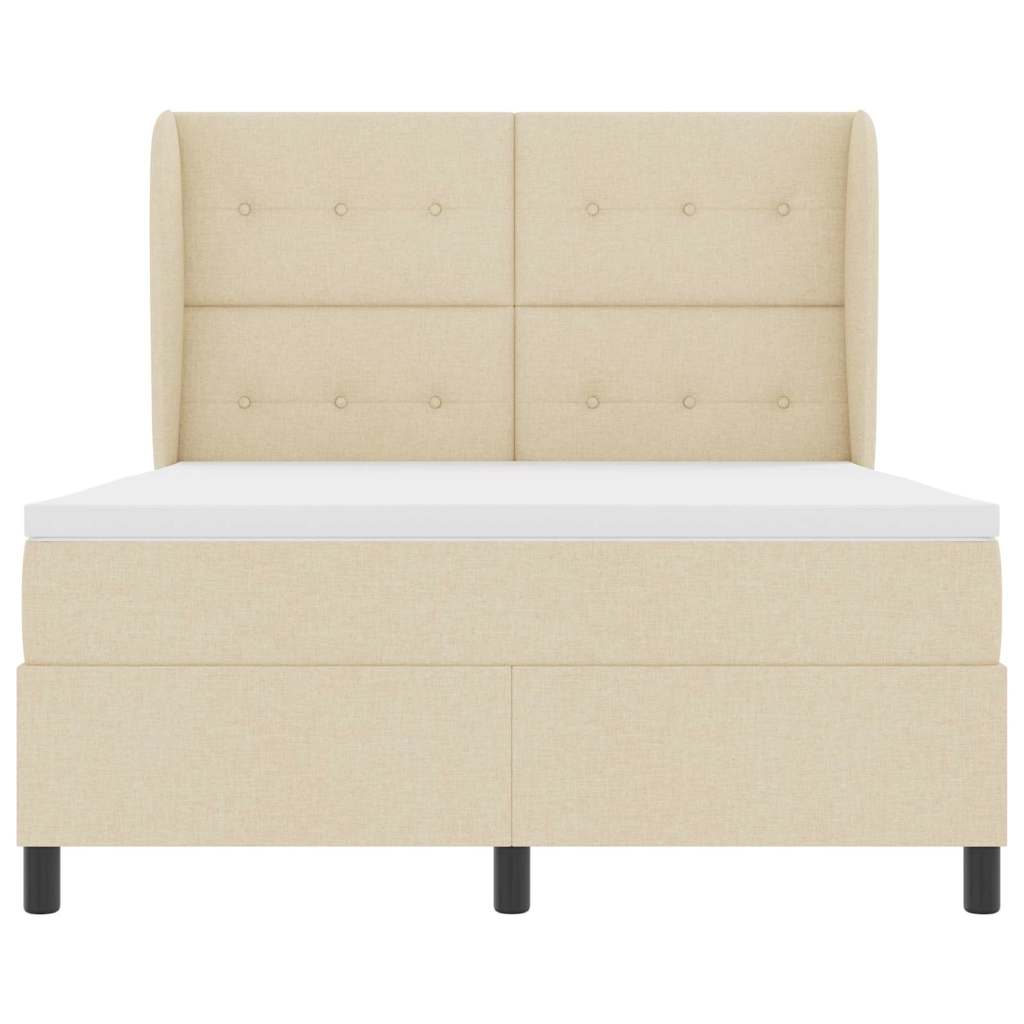 Postel S Boxspringem S Čelo Krémová 140 X 200 Cm Textil