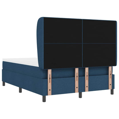 Postel S Boxspringem S Čelo Modrá 140 X 200 Cm Textil