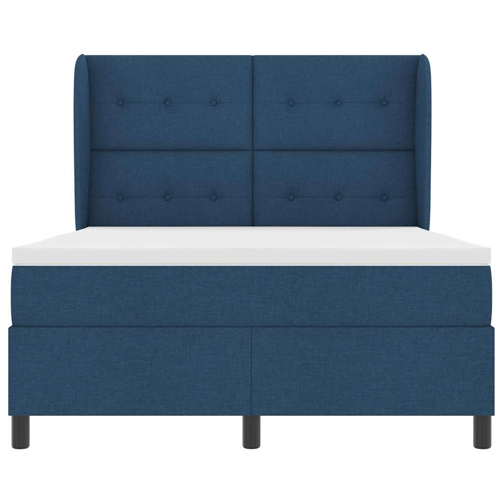 Postel S Boxspringem S Čelo Modrá 140 X 200 Cm Textil