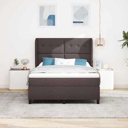Postel S Boxspringem S Čelo Tmavě Hnědá 160 X 200 Cm Textil